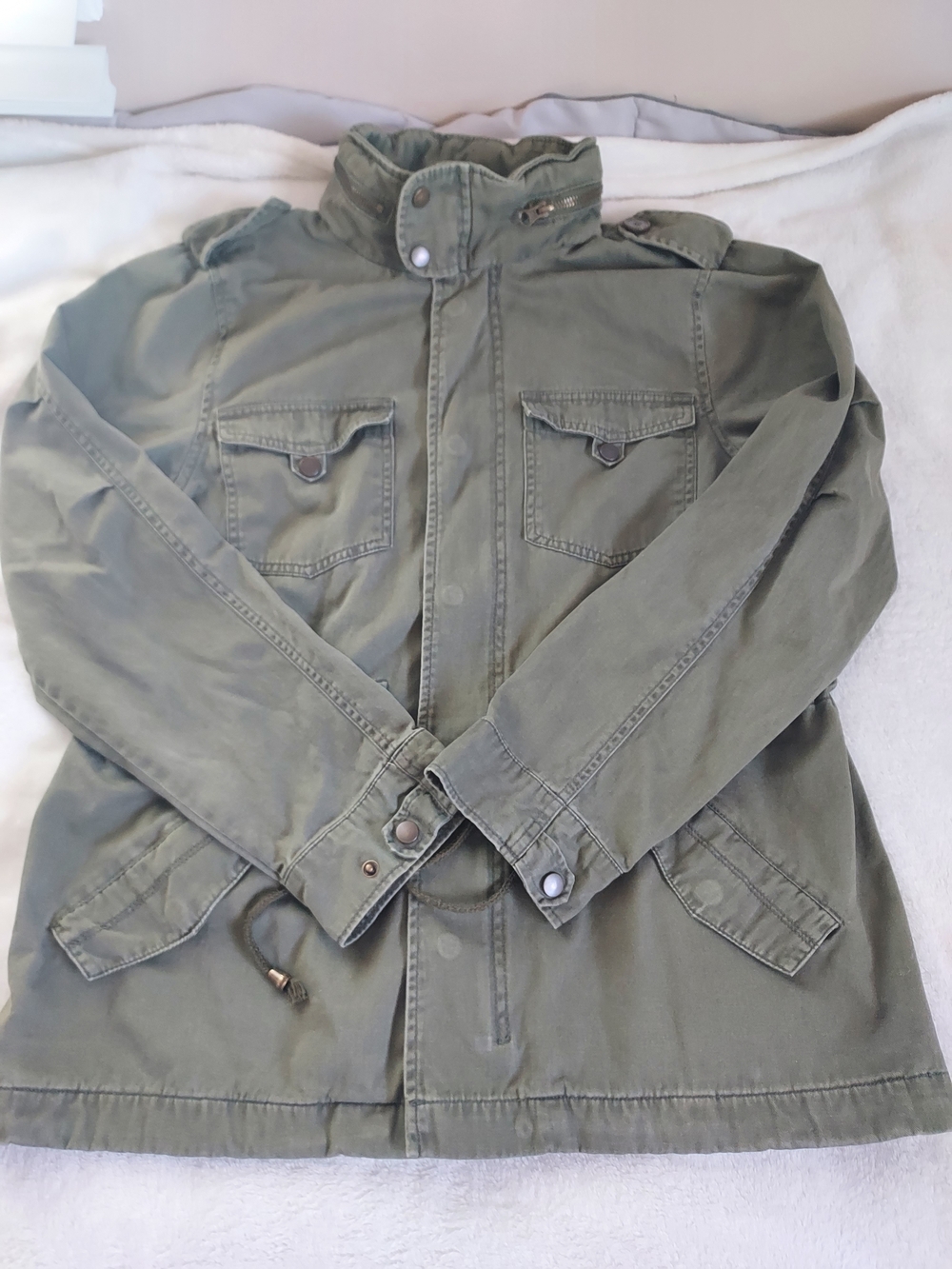 Forever 21 Love 21 Army Green Utility Jacket Removeable Faux Fur Lining Vest